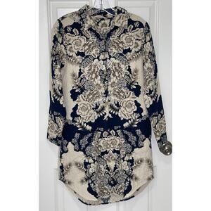 Soft Surroundings Women’s Button‎ Up Shirt Dress Tunic Long Sleeve W/ Pockets XS